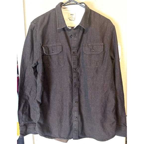 Vans Shirt Mens L Brown Long Sleeve button up Skate western pockets cotton - Picture 1 of 6